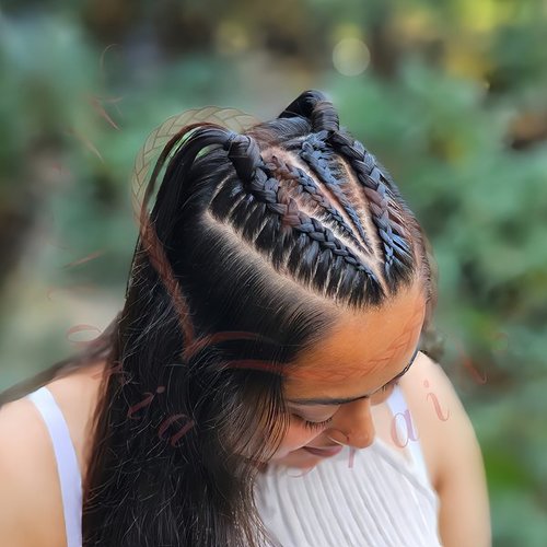 French with side braids and ponytail hairstyle