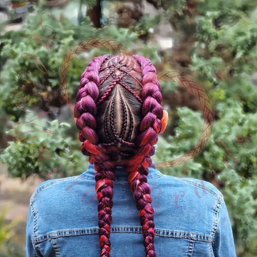 Feed-in dutch and pattern braids hairstyle