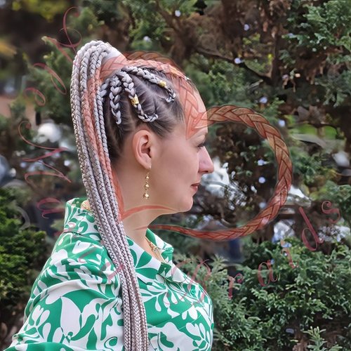 Pattern feed-in braids with ponytails hairstyle